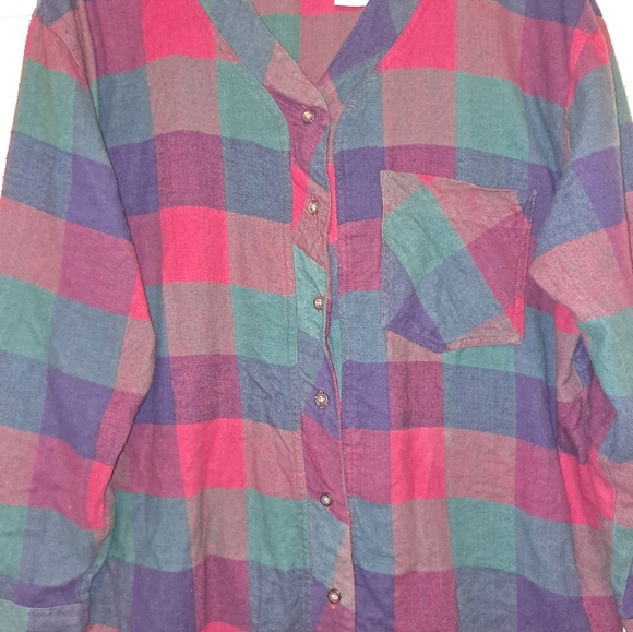 Backroad Blues plaid button up long sleeve flannel shirt size XL top holiday - Picture 9 of 10
